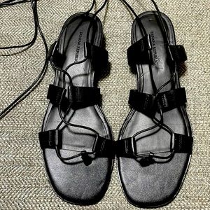 Banana Republic Black Lace Up Strappy Sandals